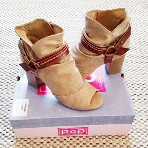 POP Buffalo Sand open toe Booties